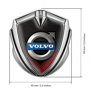 Volvo Emblem Badge Silver Red Element Metallic Logo Motif
