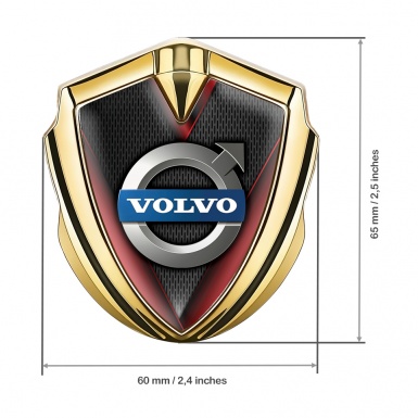 Volvo Domed Emblem Gold Crimson Frame Polished Logo Design