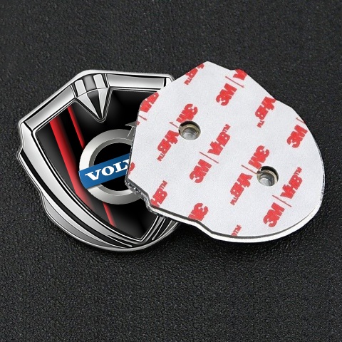 Volvo Emblem Ornament Silver Crimson Stripes Metallic Motif Edition