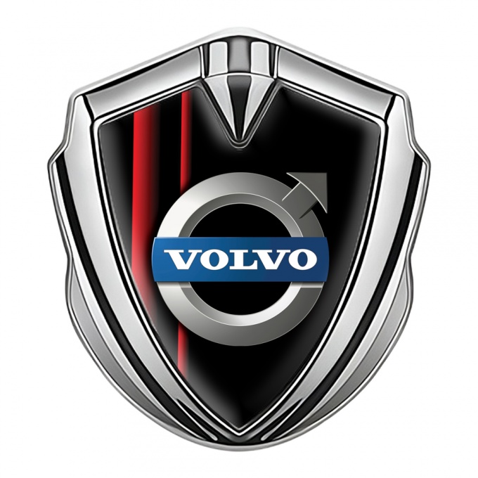 Volvo Emblem Ornament Silver Crimson Stripes Metallic Motif Edition