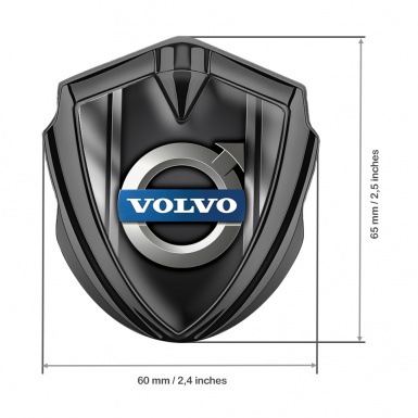 Volvo Emblem Car Badge Graphite Black Metallic Frame Polished Logo Design