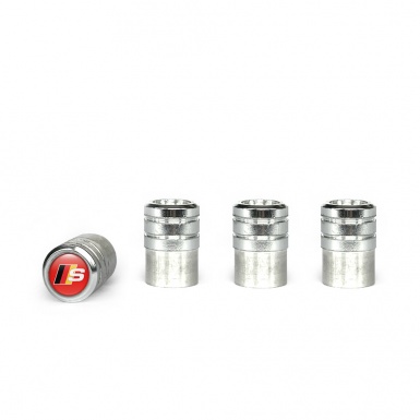 Audi S Aluminum Valve Caps 4 pcs Red Silicone Sticker