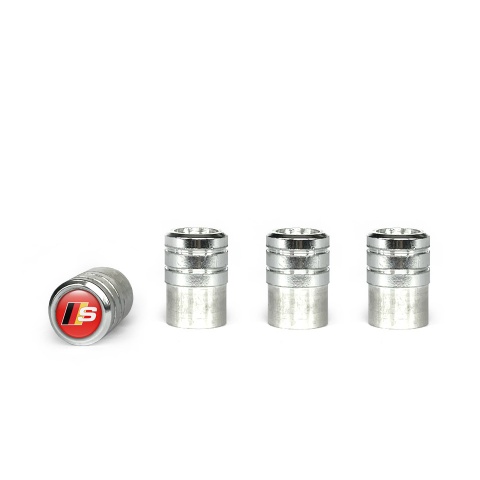 Audi S Aluminum Valve Caps 4 pcs Red Silicone Sticker