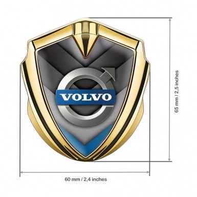 Volvo Badge Self Adhesive Gold Blue Element Metallic Logo Design