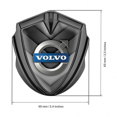 Volvo Emblem Badge Self Adhesive Graphite Grey Arrows Polished Logo