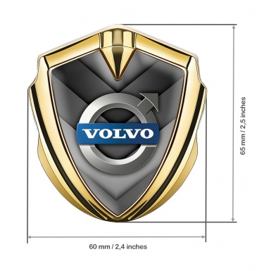 Volvo Emblem Badge Self Adhesive Gold Grey Arrows Polished Logo