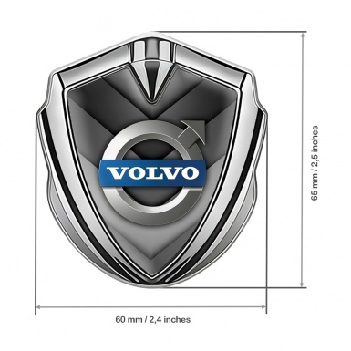 Volvo Emblem Badge Self Adhesive Silver Grey Arrows Polished Logo