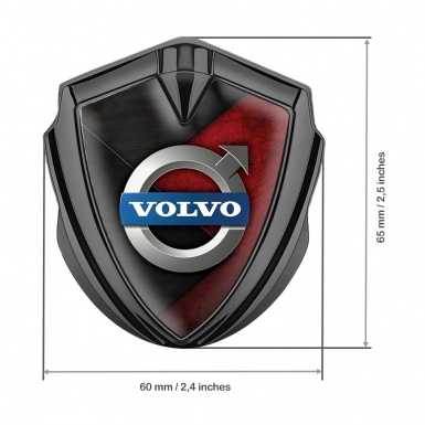 Volvo Metal Emblem Self Adhesive Graphite Scratched Surface Polished Logo