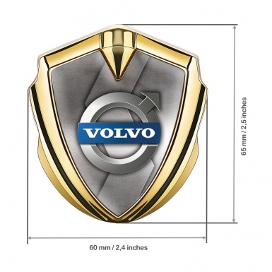 Volvo Emblem Trunk Badge Gold Polished Surface Metallic Logo Design