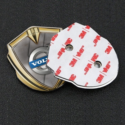 Volvo Emblem Trunk Badge Gold Polished Surface Metallic Logo Design