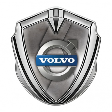 Volvo Emblem Trunk Badge Silver Polished Surface Metallic Logo Design