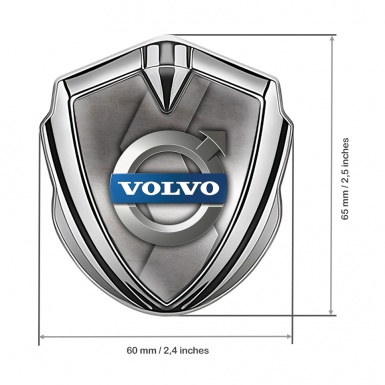 Volvo Emblem Trunk Badge Silver Polished Surface Metallic Logo Design