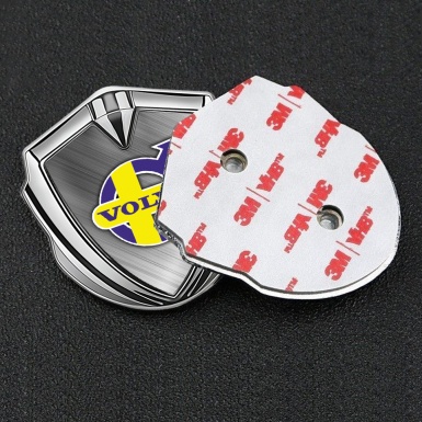 Volvo Emblem Self Adhesive Silver Brushed Steel Yellow Purple Logo