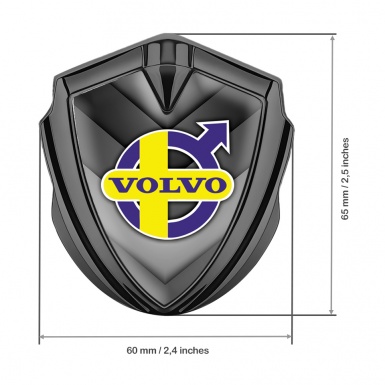 Volvo Emblem Badge Graphite Grey Arrow Design Yellow Purple Logo