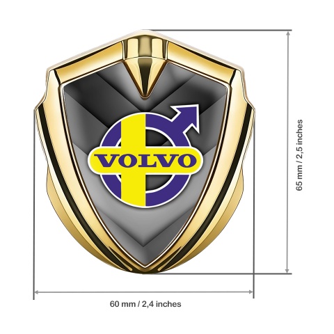 Volvo Emblem Badge Gold Grey Arrow Design Yellow Purple Logo