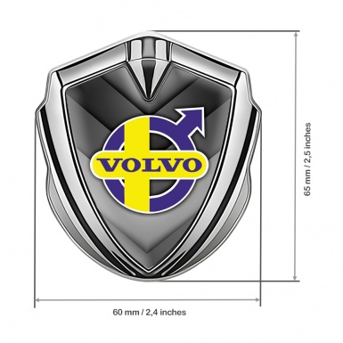 Volvo Emblem Badge Silver Grey Arrow Design Yellow Purple Logo