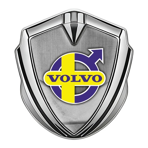 Volvo Emblem Ornament Silver Gravel Texture Yellow Purple Edition
