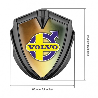 Volvo Bodyside Domed Emblem Graphite Copper Gradient Yellow Purple Motif