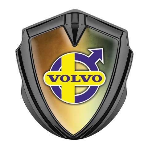 Volvo Bodyside Domed Emblem Graphite Copper Gradient Yellow Purple Motif