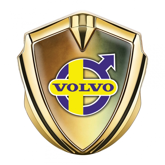 Volvo Bodyside Domed Emblem Gold Copper Gradient Yellow Purple Motif