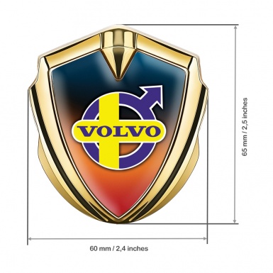 Volvo Domed Badge Gold Colorful Gradient Yellow Purple Design