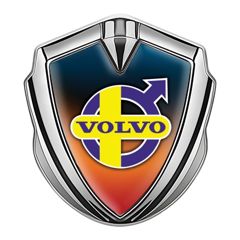 Volvo Domed Badge Silver Colorful Gradient Yellow Purple Design