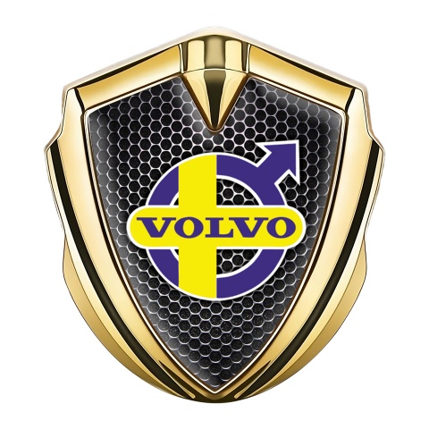 Volvo Badge Self Adhesive Gold Dark Grate Yellow Purple Edition