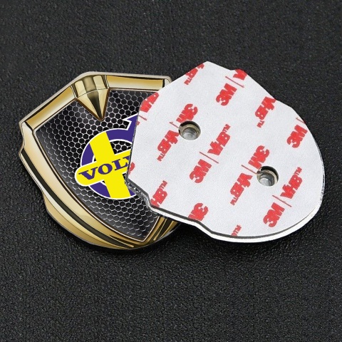 Volvo Badge Self Adhesive Gold Dark Grate Yellow Purple Edition