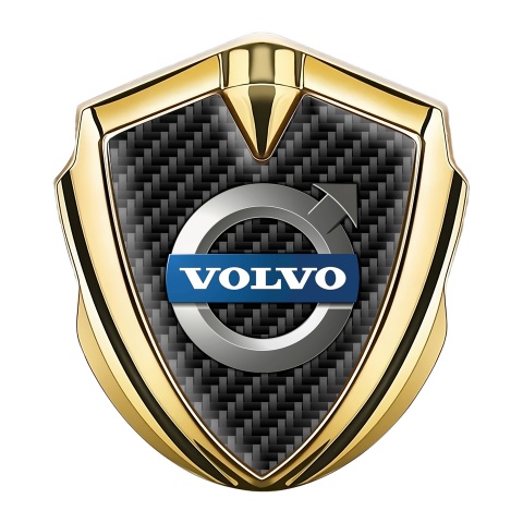 Volvo Emblem Fender Badge Gold Black Carbon Classic Polished Logo