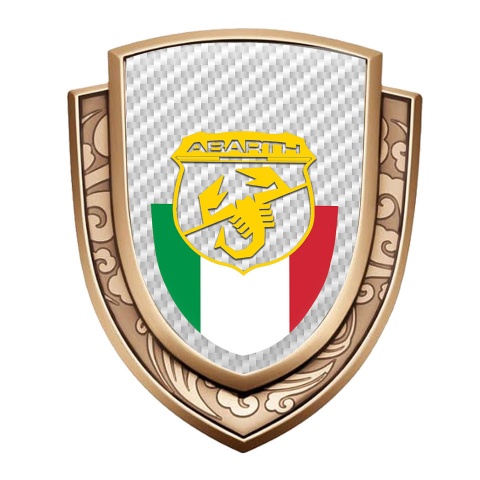 Fiat Abarth Domed Emblem Gold White Carbon Yellow Scorpion Logo