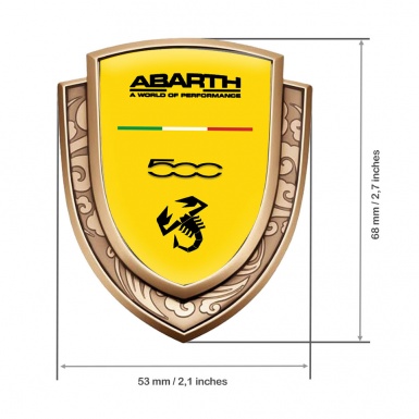 Fiat Abarth Emblem Ornament Gold Yellow Background Type 500 Design