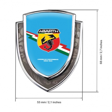 Fiat Abarth Bodyside Emblem Self Adhesive Silver Lightning Logo Design