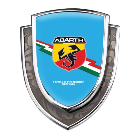Fiat Abarth Bodyside Emblem Self Adhesive Silver Lightning Logo Design