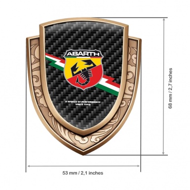 Fiat Abarth Metal Domed Emblem Gold Black Carbon Lightning Flag Edition