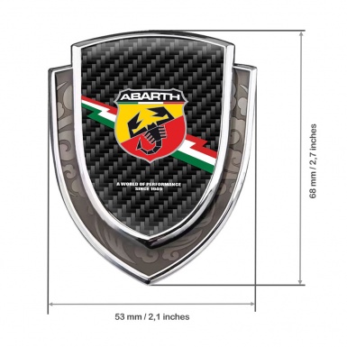 Fiat Abarth Metal Domed Emblem Silver Black Carbon Lightning Flag Edition