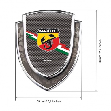 Fiat Abarth Emblem Fender Badge Silver Grey Carbon Colorful Logo Motif