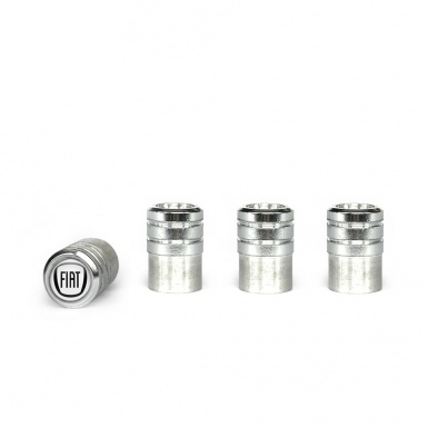 Fiat Valve Caps Aluminum 4 pcs White Silicone Sticker with Black