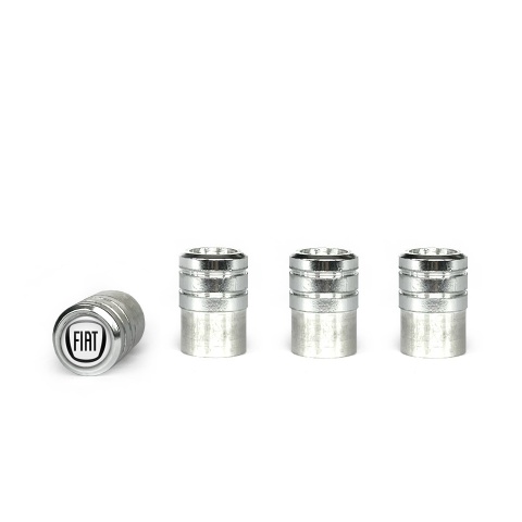 Fiat Valve Caps Aluminum 4 pcs White Silicone Sticker with Black