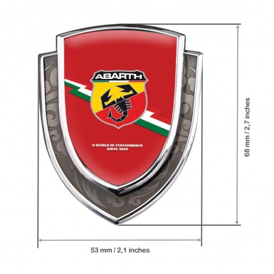 Fiat Abarth Domed Emblem Silver Red Background Color Logo Design