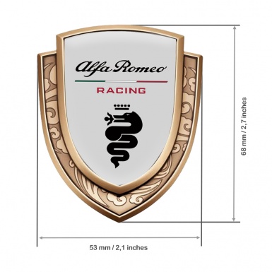 Alfa Romeo Bodyside Emblem Gold Grey Base Classic Serpent Logo