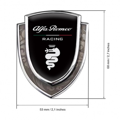 Alfa Romeo Bodyside Emblem Self Adhesive Silver Black Classic White Snake