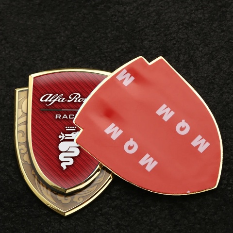 Alfa Romeo Badge Self Adhesive Gold Red Carbon White Logo Edition