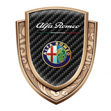 Alfa Romeo Emblem Fender Badge Gold Black Carbon Color Logo Design 