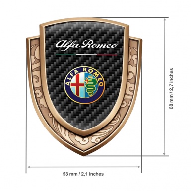 Alfa Romeo Emblem Fender Badge Gold Black Carbon Color Logo Design 