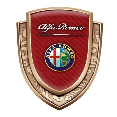 Alfa Romeo Fender Emblem Badge Gold Red Carbon Colorful Logo Edition