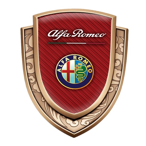 Alfa Romeo Fender Emblem Badge Gold Red Carbon Colorful Logo Edition