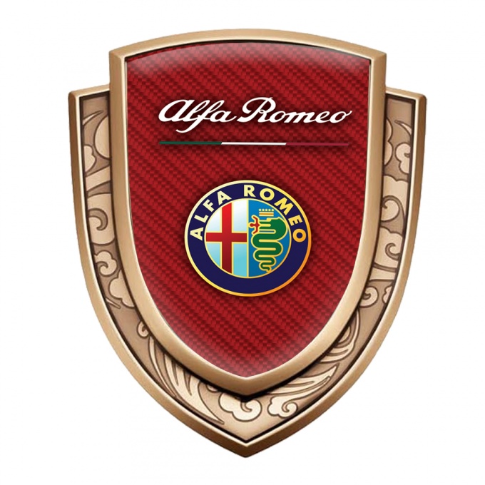 Alfa Romeo Fender Emblem Badge Gold Red Carbon Colorful Logo Edition