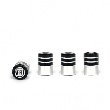 Fiat Valve Caps 4 pcs White Silicone Sticker with Black