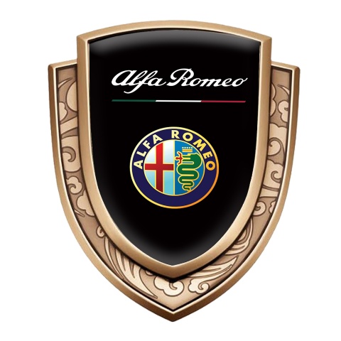 Alfa Romeo Emblem Trunk Badge Gold Black Base Classic Logo Edition