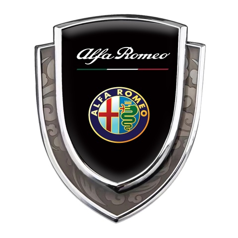 Alfa Romeo Emblem Trunk Badge Silver Black Base Classic Logo Edition